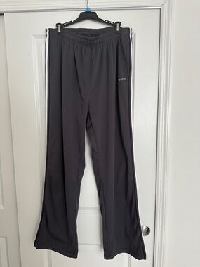 Reebok Charcoal Track Pants with White Side Stripes